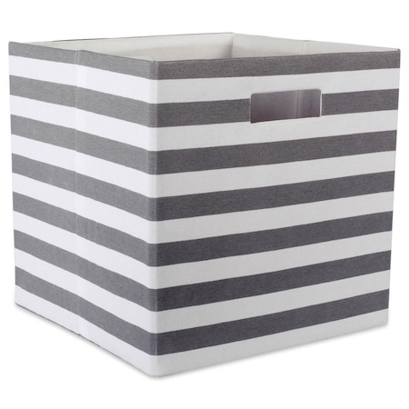 Convenience Concepts 13 in x 13 in x 13 in Stripe Square Polyester Storage Cube, Grey HI2567882